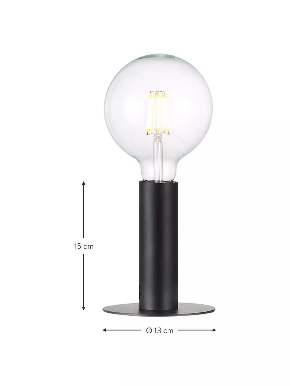 Nordlux Kleine Tischlampe Dean aus Metall, Ø 13 x H 15 cm 5 Nordlux Kleine Tischlampe Dean aus Metall, Ø 13 x H 15 cm – Bild 3