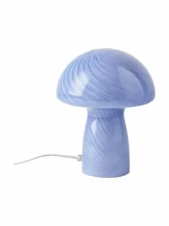 Bahne Kleine Tischlampe Mushroom aus Glas in Blau, Ø 19 x H 23 cm