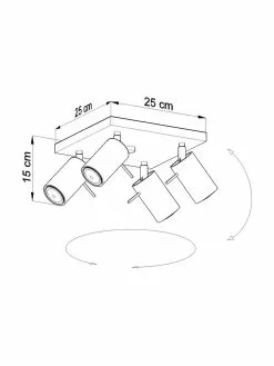 Kleiner Deckenstrahler Etna in Grau, B 25 x H 15 cm -Leuchten Verkaufsladen Kleiner Deckenstrahler Etna in Grau 3