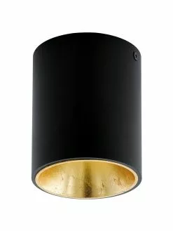 Westwing Collection LED-Deckenspot Marty in Schwarz-Gold mit Antik-Finish, Ø 10 x H 12 cm