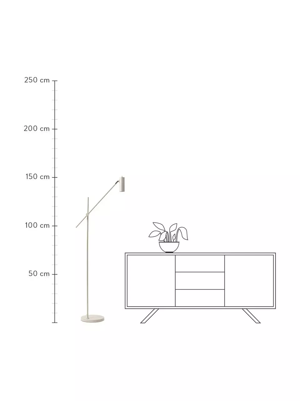 Westwing Collection Moderne Leselampe Cassandra in Beige, B 75 x H 152 cm 5 Westwing Collection Moderne Leselampe Cassandra in Beige, B 75 x H 152 cm – Bild 3