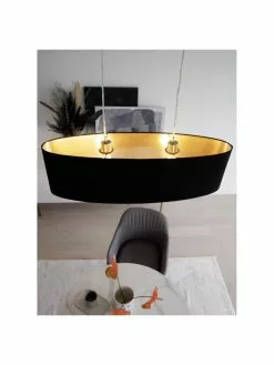 Ovale Pendelleuchte Jamie mit Gold-Dekor, B 78 x H 22 cm -Leuchten Verkaufsladen Ovale Pendelleuchte Jamie mit Gold Dekor 8