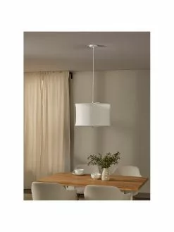 Westwing Collection Pendelleuchte Clouds aus Leinen in Wei&szlig;, Ø 50 x H 29 cm -Leuchten Verkaufsladen Pendelleuchte Clouds aus Leinen in Weiss 2