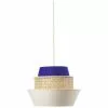 Westwing Collection Pendelleuchte Klea aus Wiener Geflecht in Creme/Dunkelblau, Ø 41 x H 30 cm