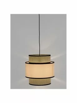 Westwing Collection Pendelleuchte Vienna aus Wiener Geflecht mit cremefarbenem Stoff, Ø 40 x H 40 cm -Leuchten Verkaufsladen Pendelleuchte Vienna aus Wiener Geflecht mit cremefarbenem Stoff 4