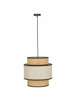 Westwing Collection Pendelleuchte Vienna aus Wiener Geflecht mit cremefarbenem Stoff, Ø 40 x H 40 cm -Leuchten Verkaufsladen Pendelleuchte Vienna aus Wiener Geflecht mit cremefarbenem Stoff 5