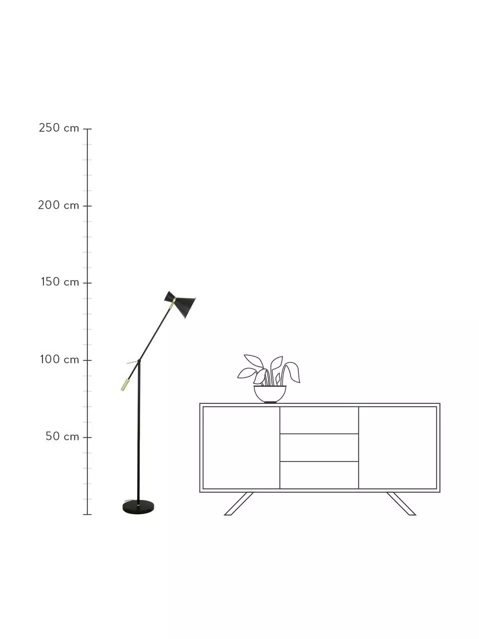 Westwing Collection Retro-Leselampe Audrey aus Metall, B 90 x H 145 cm 5 Westwing Collection Retro-Leselampe Audrey aus Metall, B 90 x H 145 cm – Bild 3