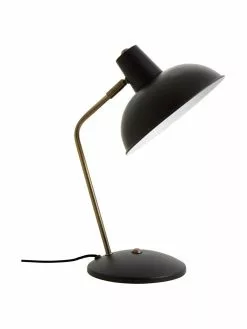Retro-Schreibtischlampe Hood in Schwarz, B 20 x H 38 cm