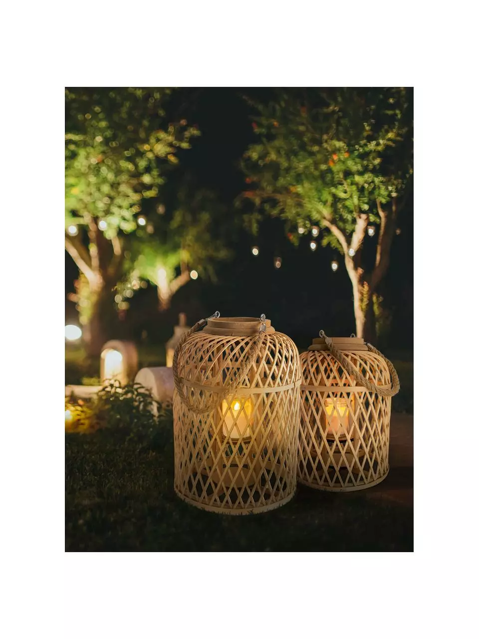 Solar LED-Kerze Korab mit Bambuskorb, Ø 23 cm, H 29 cm 4 Solar LED-Kerze Korab mit Bambuskorb, Ø 23 cm, H 29 cm – Bild 2