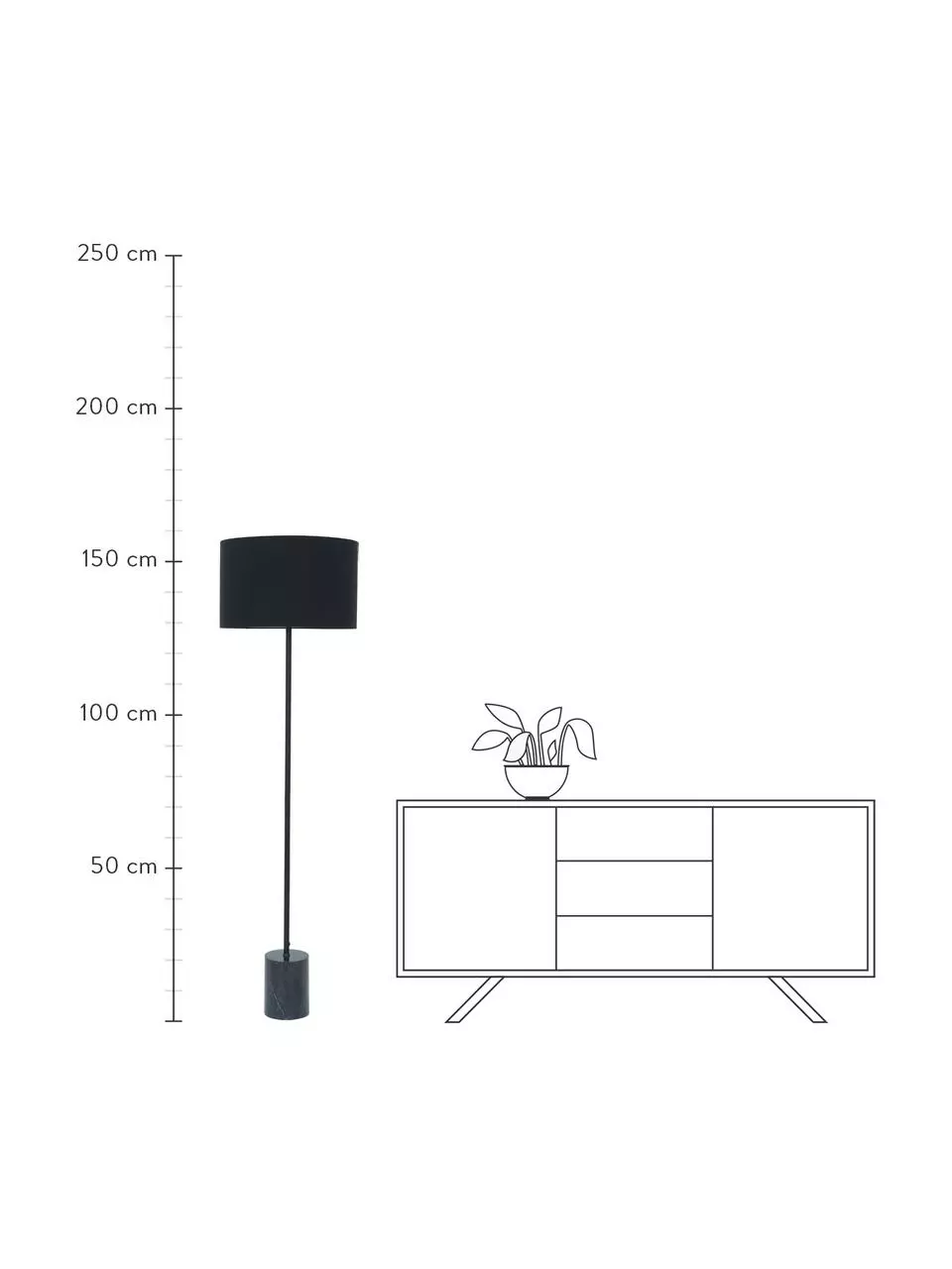 Westwing Collection Stehlampe Cody mit Marmorfuß, Ø 45 x H 159 cm 6 Westwing Collection Stehlampe Cody mit Marmorfuß, Ø 45 x H 159 cm – Bild 4