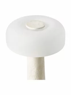 Westwing Collection Tischlampe Carla mit Travertinfu&szlig;, Ø 32 x H 39 cm -Leuchten Verkaufsladen Tischlampe Carla mit Travertinfuss 3