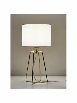 Westwing Collection Tischlampe Karolina in Wei&szlig;-Gold, Ø 25 x H 49 cm -Leuchten Verkaufsladen Tischlampe Karolina in Weiss Gold 5