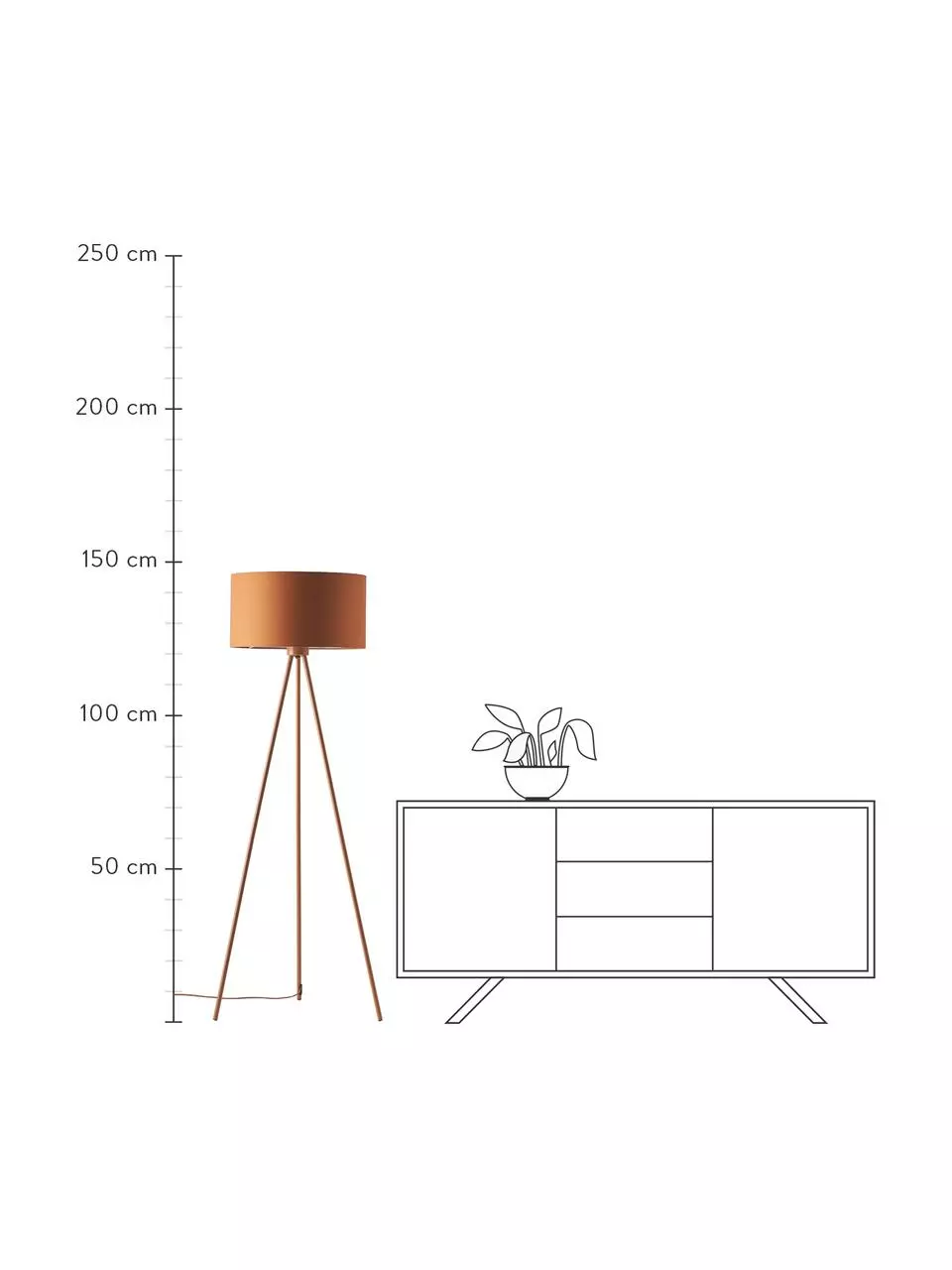 Westwing Collection Tripod Stehlampe Cella mit Stoffschirm, Ø 45 x H 147 cm 4 Westwing Collection Tripod Stehlampe Cella mit Stoffschirm, Ø 45 x H 147 cm – Bild 2