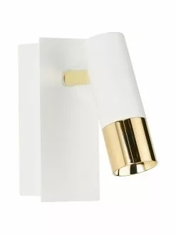 Westwing Collection Verstellbarer LED-Wandstrahler Bobby in Wei&szlig;-Gold, B 7 x H 15 cm