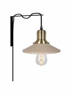 Globen Lighting Wandleuchte Disc mit Stecker in Beige, B 22 x T 40 cm