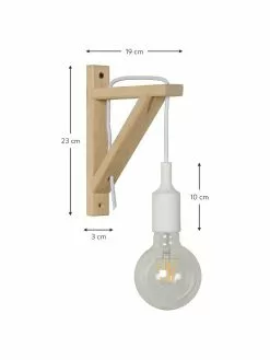 Lucide Wandleuchte Fix mit Stecker aus Holz, T 19 x H 23 cm -Leuchten Verkaufsladen Wandleuchte Fix mit Stecker aus Holz 2