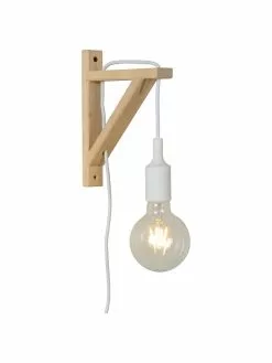Lucide Wandleuchte Fix mit Stecker aus Holz, T 19 x H 23 cm -Leuchten Verkaufsladen Wandleuchte Fix mit Stecker aus Holz 3