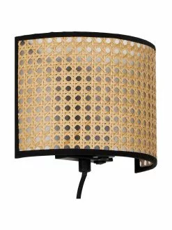 Westwing Collection Wandleuchte Vienna aus Wiener Geflecht mit Stecker, B 22 x H 16 cm